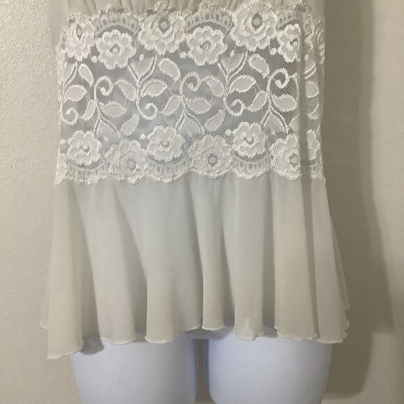 Y2K Off White Lace Babydoll Fairy Coquette Dollette Angelcore Lace Camisole 1X - Picture 3 of 8
